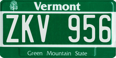 VT license plate ZKV956