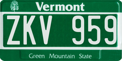 VT license plate ZKV959