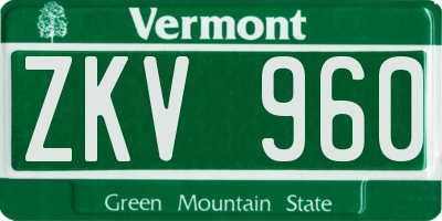 VT license plate ZKV960