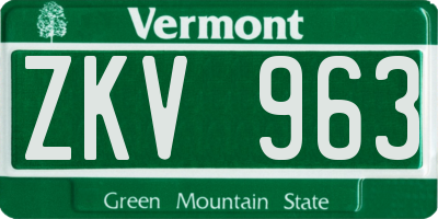 VT license plate ZKV963