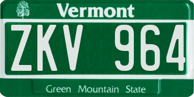 VT license plate ZKV964