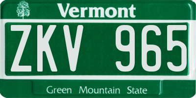 VT license plate ZKV965