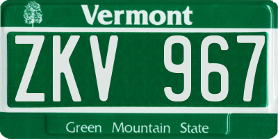 VT license plate ZKV967