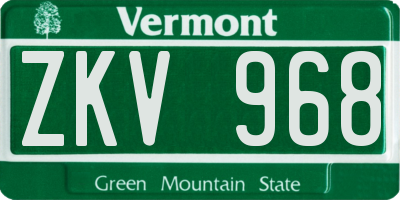 VT license plate ZKV968