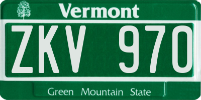 VT license plate ZKV970