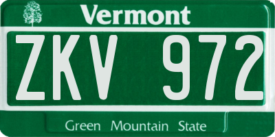 VT license plate ZKV972