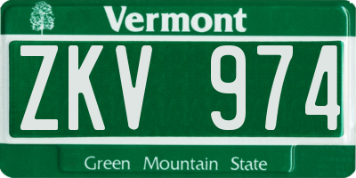 VT license plate ZKV974