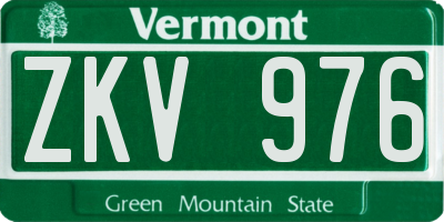 VT license plate ZKV976