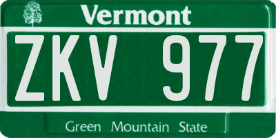 VT license plate ZKV977