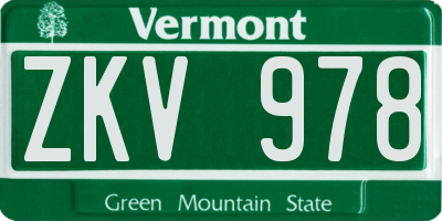 VT license plate ZKV978