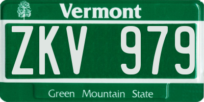 VT license plate ZKV979