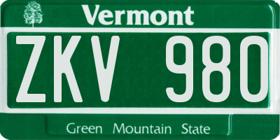 VT license plate ZKV980