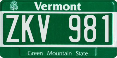 VT license plate ZKV981