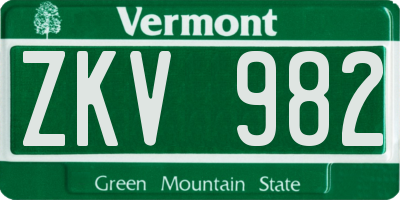 VT license plate ZKV982