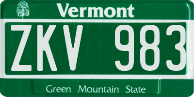 VT license plate ZKV983