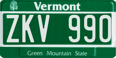VT license plate ZKV990