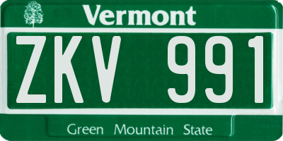 VT license plate ZKV991