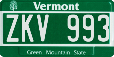 VT license plate ZKV993