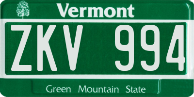 VT license plate ZKV994