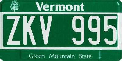 VT license plate ZKV995