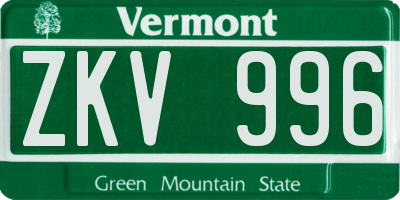 VT license plate ZKV996