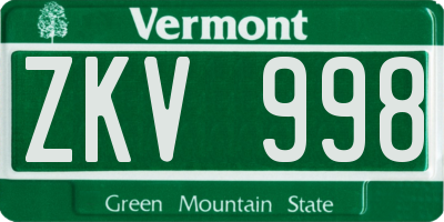 VT license plate ZKV998