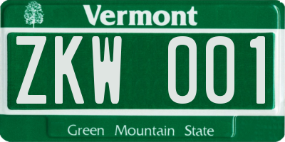 VT license plate ZKW001