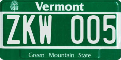 VT license plate ZKW005