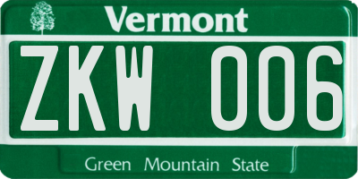 VT license plate ZKW006