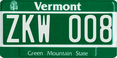 VT license plate ZKW008
