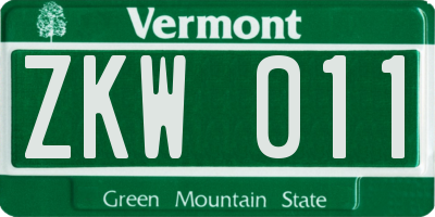 VT license plate ZKW011