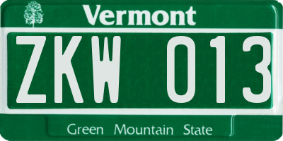 VT license plate ZKW013