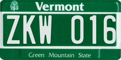 VT license plate ZKW016