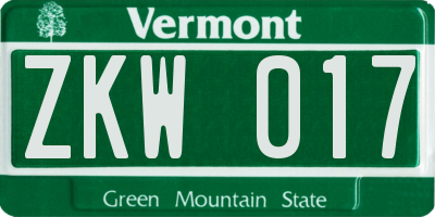 VT license plate ZKW017