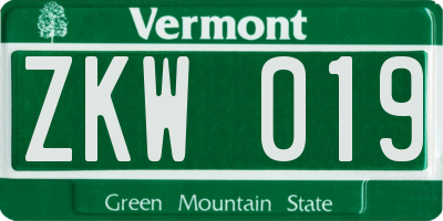 VT license plate ZKW019