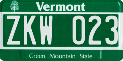 VT license plate ZKW023