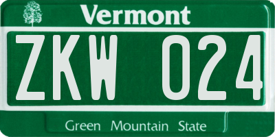 VT license plate ZKW024
