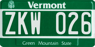 VT license plate ZKW026