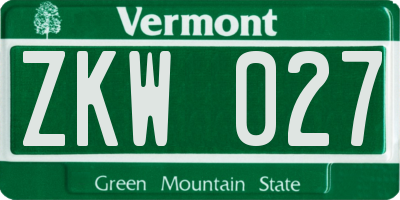 VT license plate ZKW027
