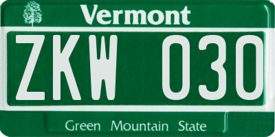 VT license plate ZKW030