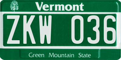 VT license plate ZKW036