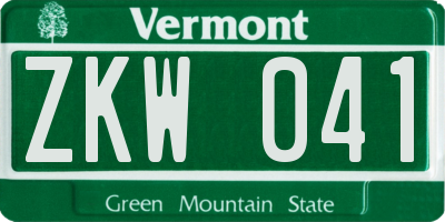 VT license plate ZKW041