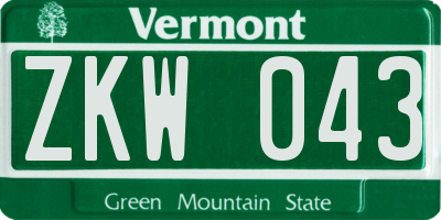 VT license plate ZKW043