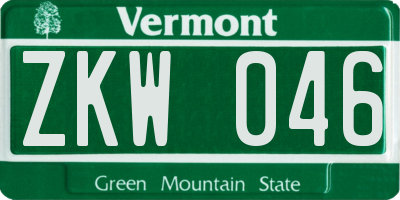 VT license plate ZKW046