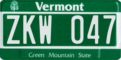 VT license plate ZKW047