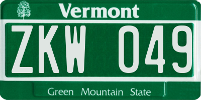 VT license plate ZKW049