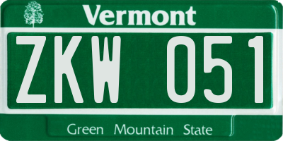 VT license plate ZKW051