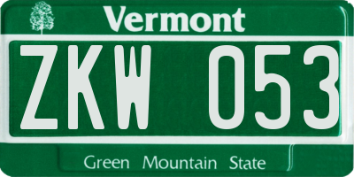 VT license plate ZKW053
