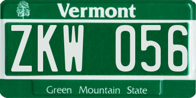 VT license plate ZKW056