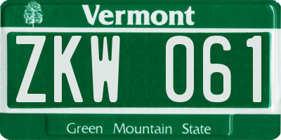 VT license plate ZKW061